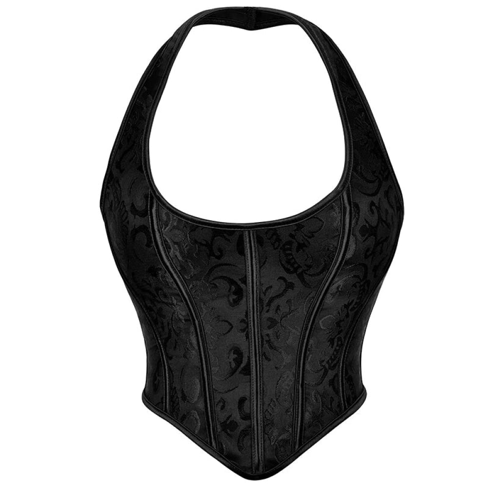 Steampunk Chest Binder Bustier Halter Corset Top For Women Plus Size Retro Corselet - 767 Black - 4Xl