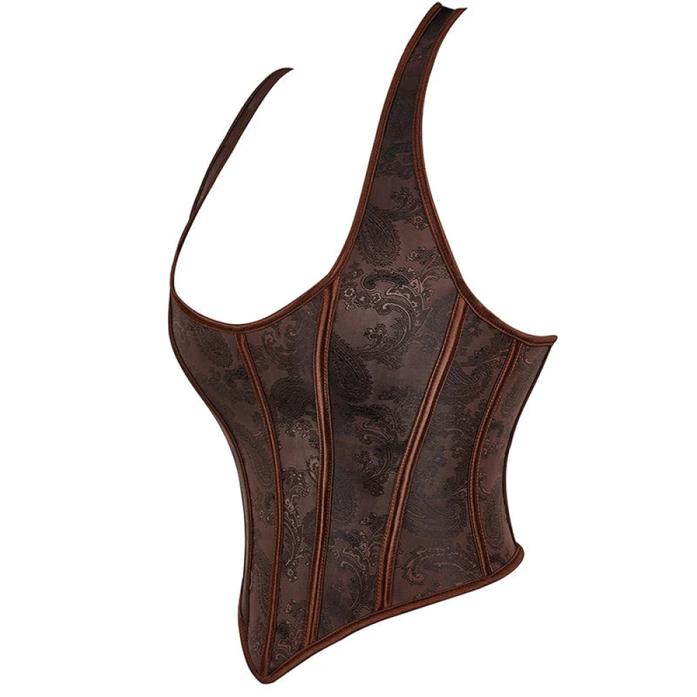 Steampunk Chest Binder Bustier Halter Corset Top For Women Plus Size Retro Corselet - 767 Black - 4Xl