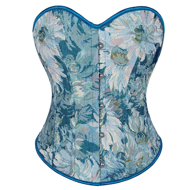 Floral Lace Overbust Corset Plus Size S-6Xl Boned Renaissance Top - M