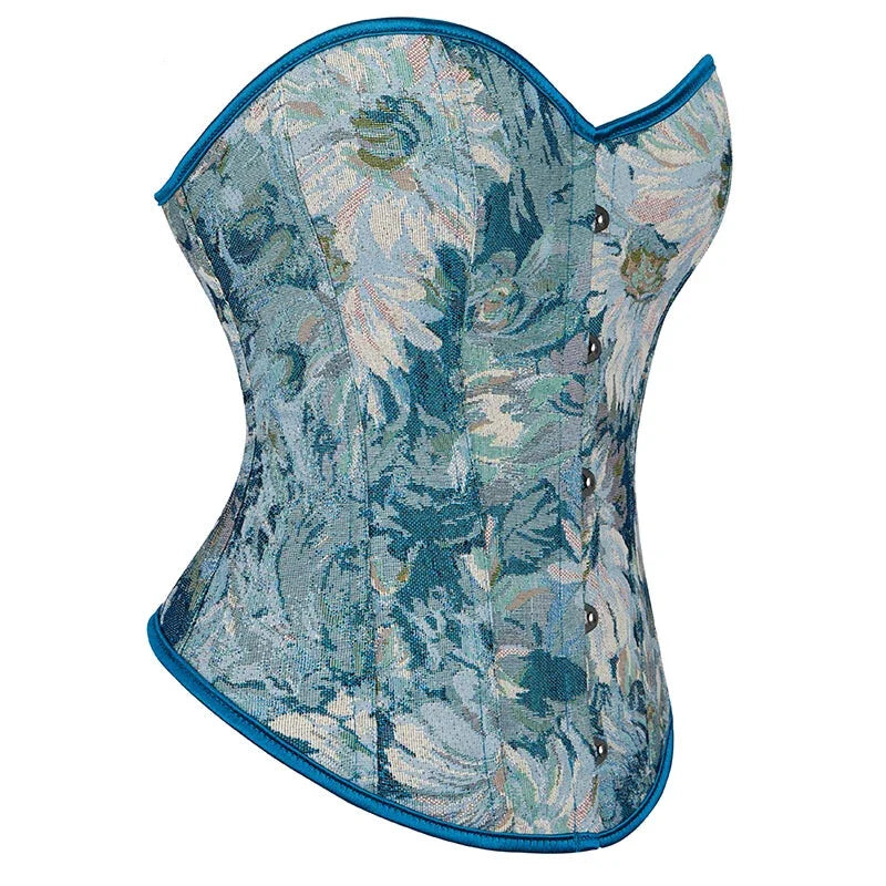 Floral Lace Overbust Corset Plus Size S-6Xl Boned Renaissance Top - M