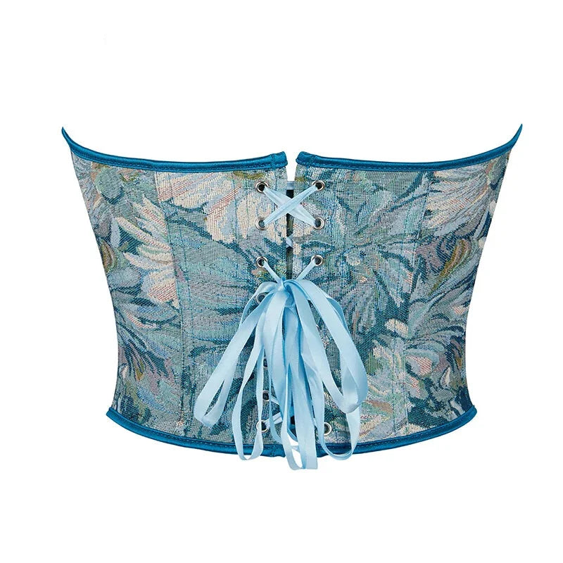 Floral Lace Overbust Corset Plus Size S-6Xl Boned Renaissance Top - M