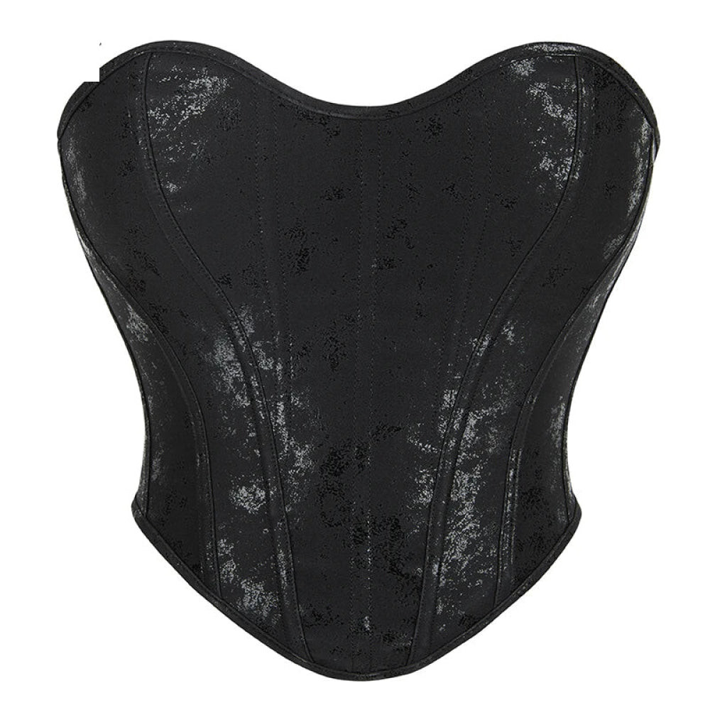 13 Women Gothic Bone-Supported Backless Bustier Pu Leather Corset Top With Back Zipper - Xxl