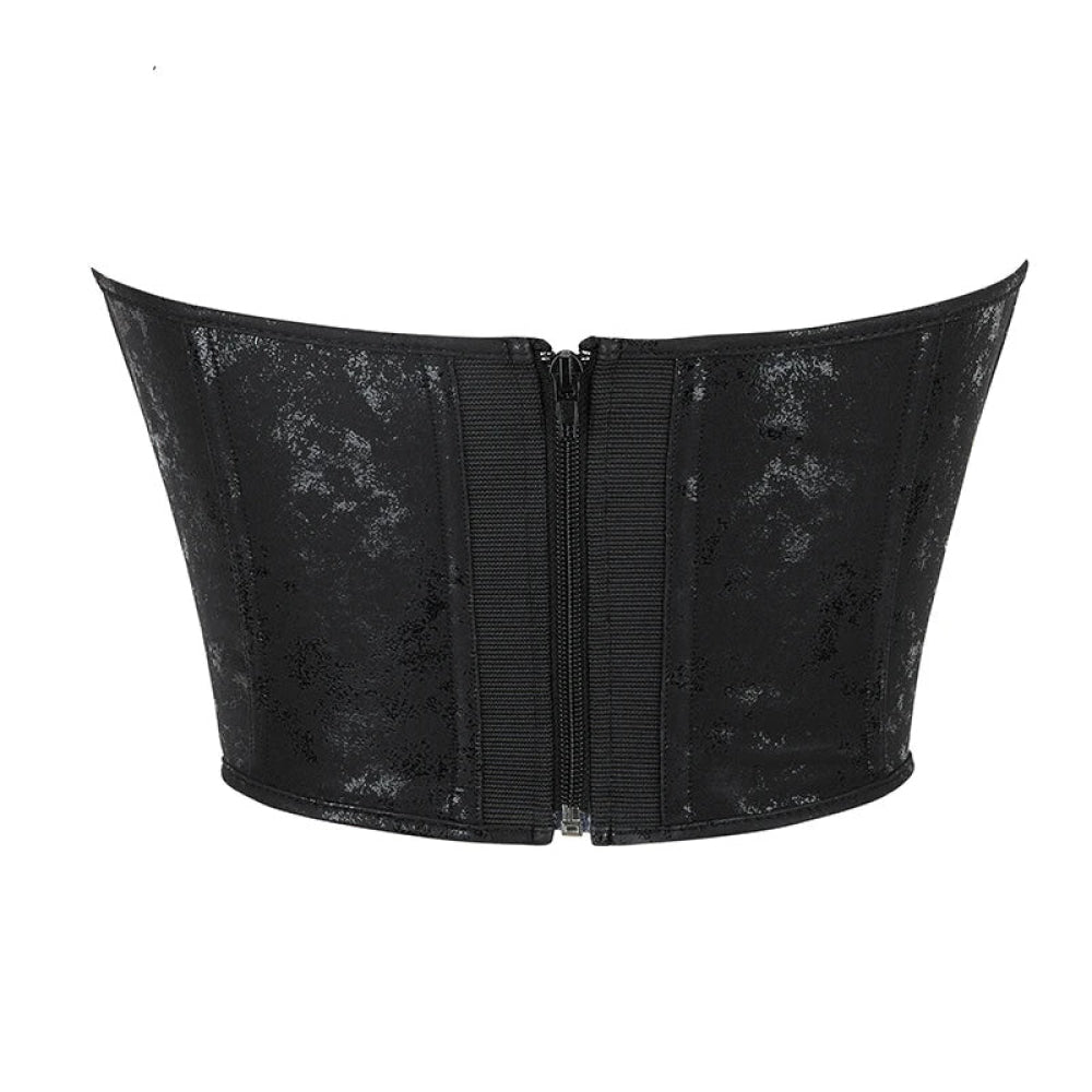 13 Women Gothic Bone-Supported Backless Bustier Pu Leather Corset Top With Back Zipper - Xxl