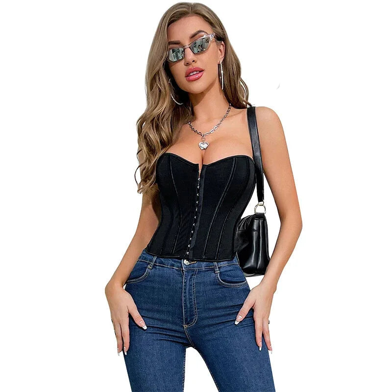 Translucent Gothic Bustier Crop Top Plus Size S-6Xl Burlesque Vintage Lingerie - Xxl