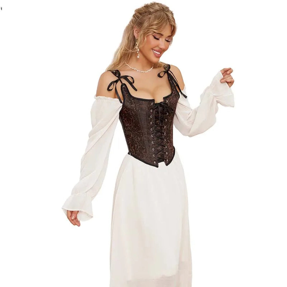 Steampunk Retro Bustier Strap Vest Tank Top Coffee Corset Plus Size Xs-6Xl - Xl