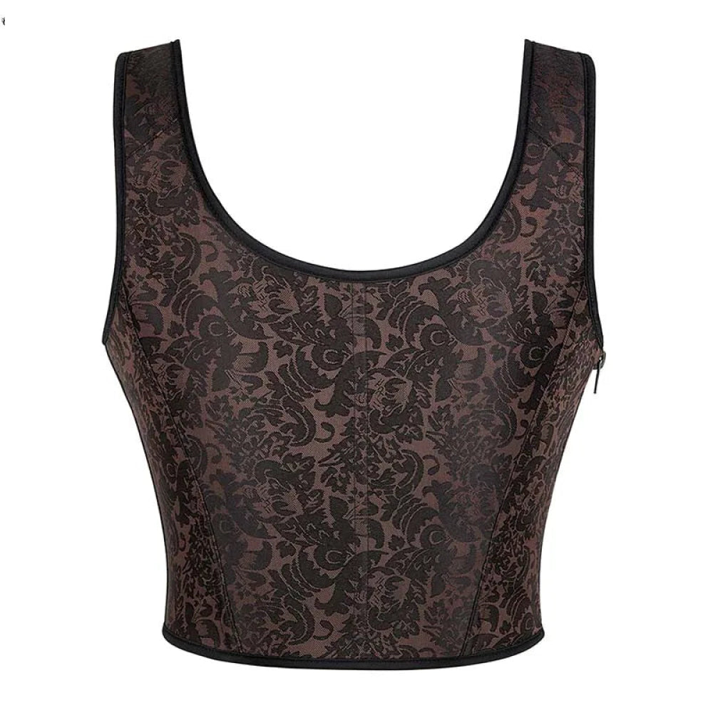 Steampunk Retro Bustier Strap Vest Tank Top Coffee Corset Plus Size Xs-6Xl - Xl