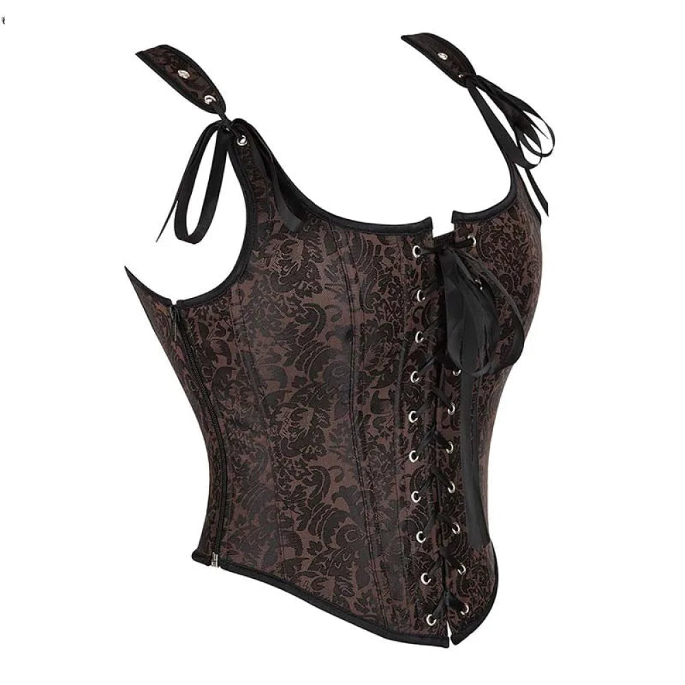 Steampunk Retro Bustier Strap Vest Tank Top Coffee Corset Plus Size Xs-6Xl - Xl