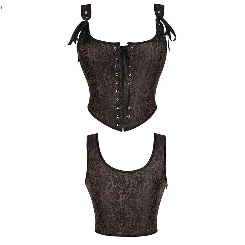 Steampunk Retro Bustier Strap Vest Tank Top Coffee Corset Plus Size Xs-6Xl - Xxl
