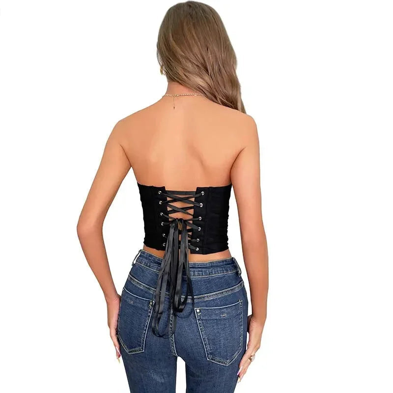 Fishbone Support Black Overbust Corset Plus Size S-Xxxl Lace Up Boned Asymmetrical Design - Xxl