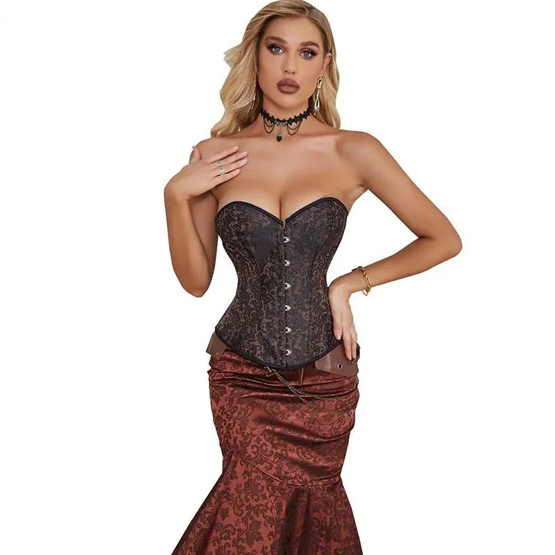 Slimming Coffee Color Halloween Corset Top For Busty Women Sizes Xs-6Xl - 4Xl