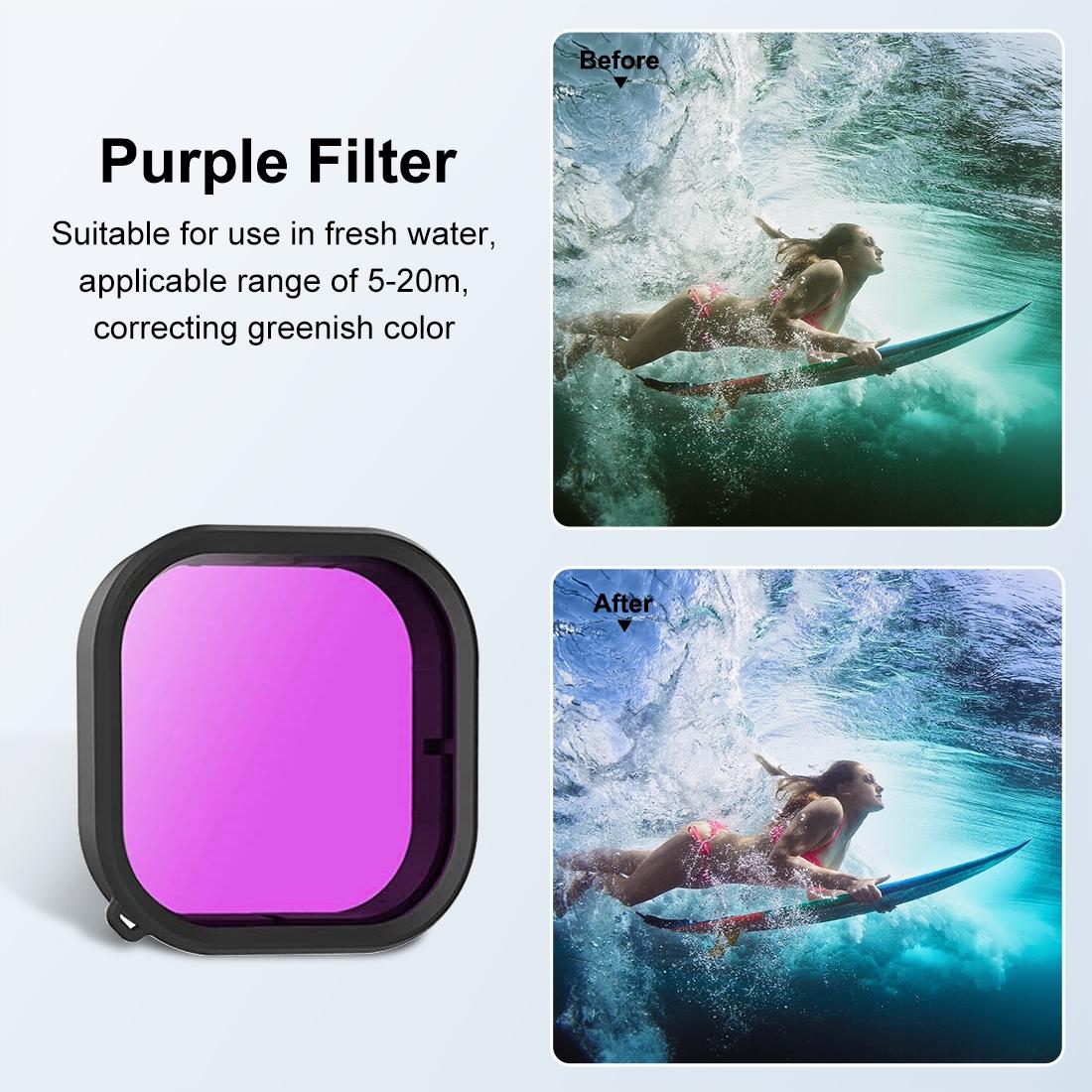 Square Diving Lens Filter for Gopro Hero 9 / 10 / 11 / 12 - Purple