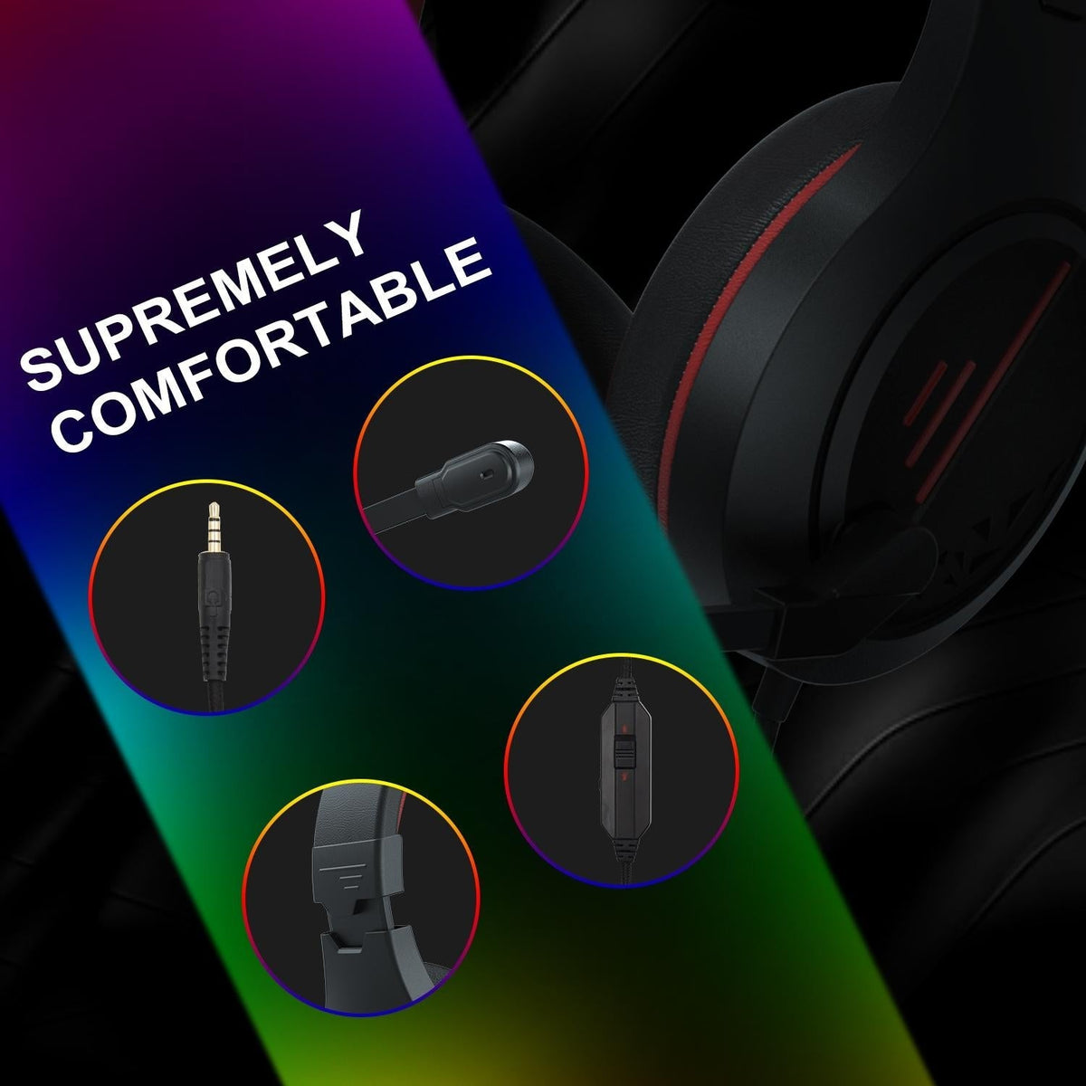 3.5Mm Noise-Canceling Gaming Headset With Retractable Mic - Purple