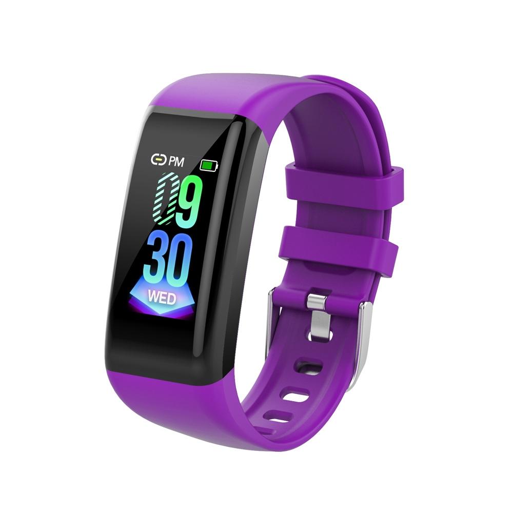 Waterproof Smart Bracelet With Call Heart Rate Bp Sleep And Sedentary Functions - Purple
