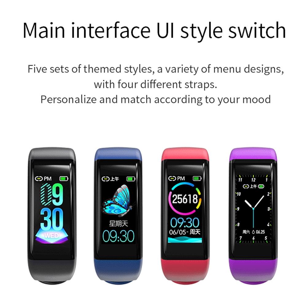 Waterproof Smart Bracelet With Call Heart Rate Bp Sleep And Sedentary Functions - Purple