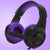 Retractable Mic Gaming Headset 3.5Mm Plug 2M Cable Black / Purple