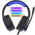 Retractable Mic Gaming Headset 3.5Mm Plug 2.2M Cable - Black Purple