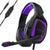 Retractable Mic Gaming Headset 3.5Mm Plug 2.2M Cable - Black Purple