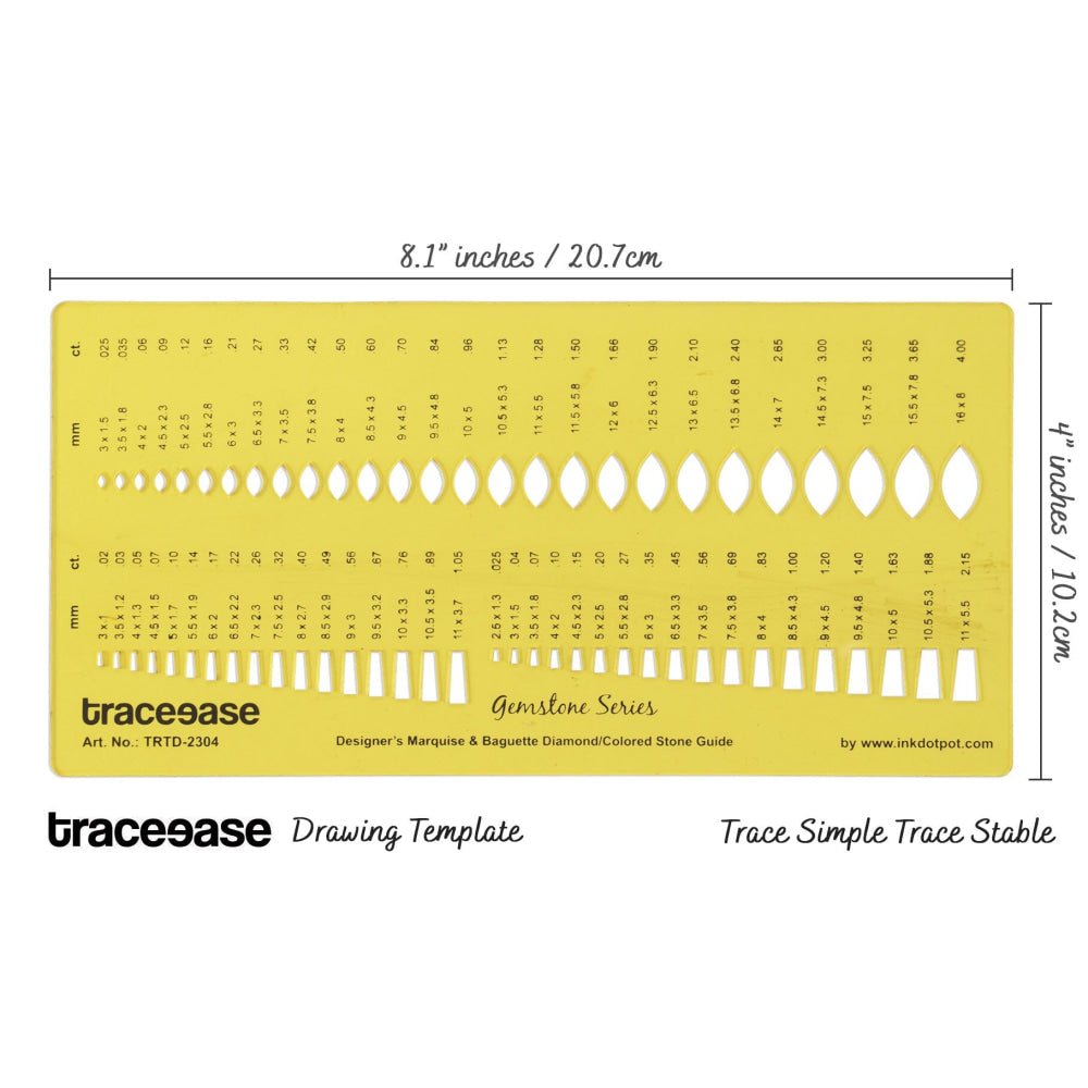 Designer Marquise and Baguette Diamond Gemstone Guide Jewellery Templates Drafting Tools Jewellery Designing Stencils