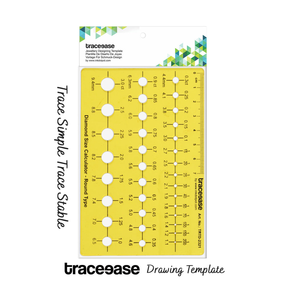 Diamond Size Calculator Round Shape Jewellery Templates Drafting Tools Jewellery Designing Stencils