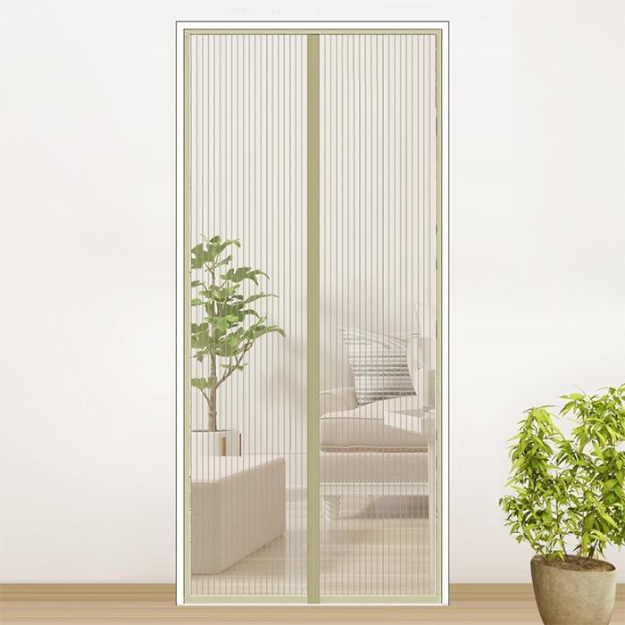 190x100cm Magnetic Mosquito-proof Screen Door Curtain - Magic Mesh - Beige