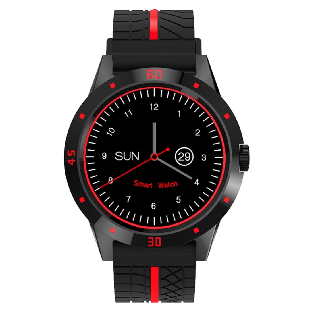 1.3 Inch Tft Screen Mtk2502C Bluetooth4.0 Silicone Watch Band Support Heart Rate Monitor &amp; Pedometer &amp; Sleep Monitor &amp; Sedentary Reminder - Red