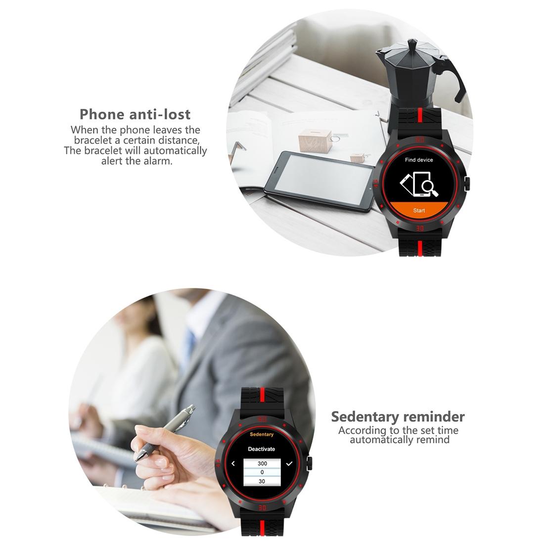 1.3 Inch Tft Screen Mtk2502C Bluetooth4.0 Silicone Watch Band Support Heart Rate Monitor & Pedometer & Sleep Monitor & Sedentary Reminder - Red