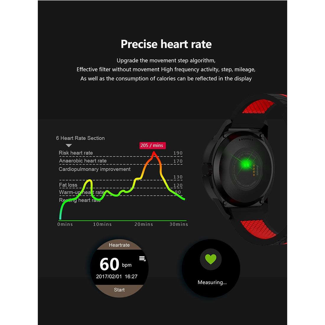 1.3 Inch Tft Screen Mtk2502C Bluetooth4.0 Silicone Watch Band Support Heart Rate Monitor & Pedometer & Sleep Monitor & Sedentary Reminder - Red