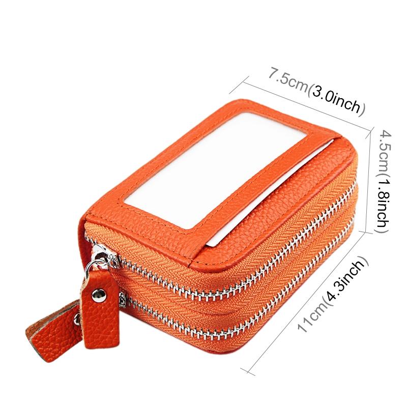 11-slot Rfid Blocking Leather Card Holder Wallet with Coin Pocket - Red