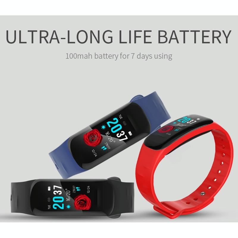 Waterproof Smart Bracelet With Step Heart And Sleep Monitoring - Ip67 - Red