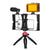 Live Broadcast Vlogging Kit With Led Light Microphone Tripod & Cold Shoe Head - Red