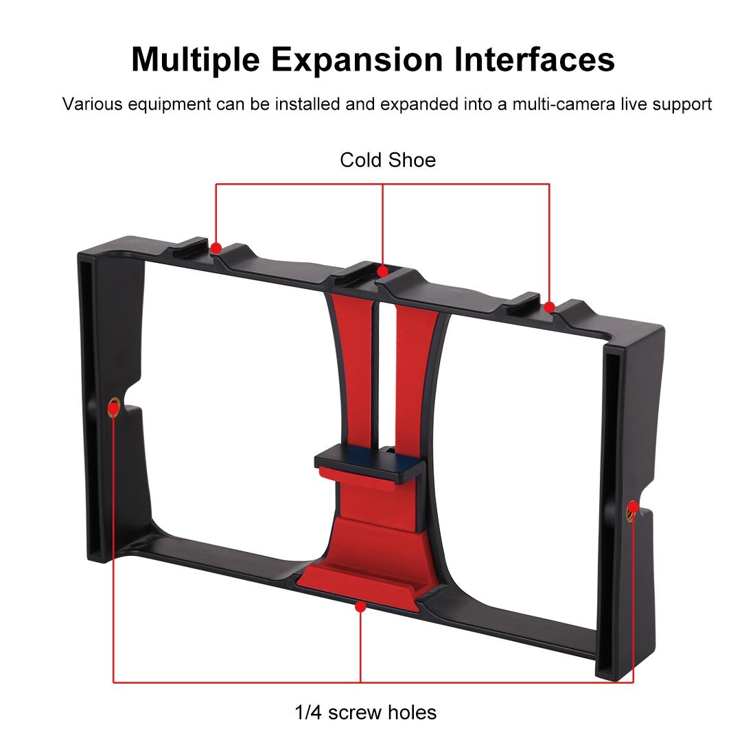 Live Broadcast Vlogging Kit With Led Light Microphone Tripod & Cold Shoe Head - Red