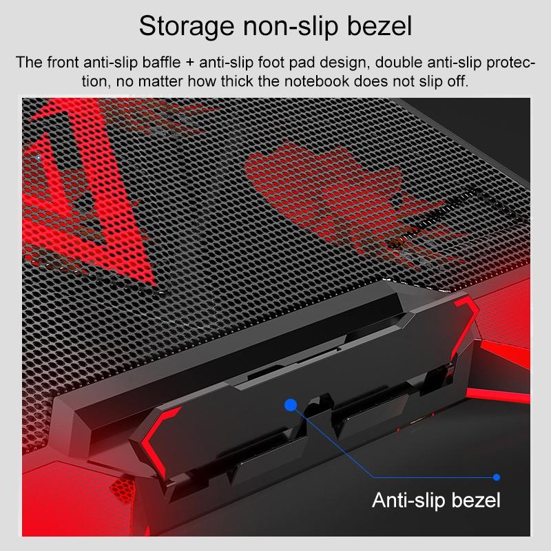 5-core Dual Port Laptop Stand with Cooling Fan - Red