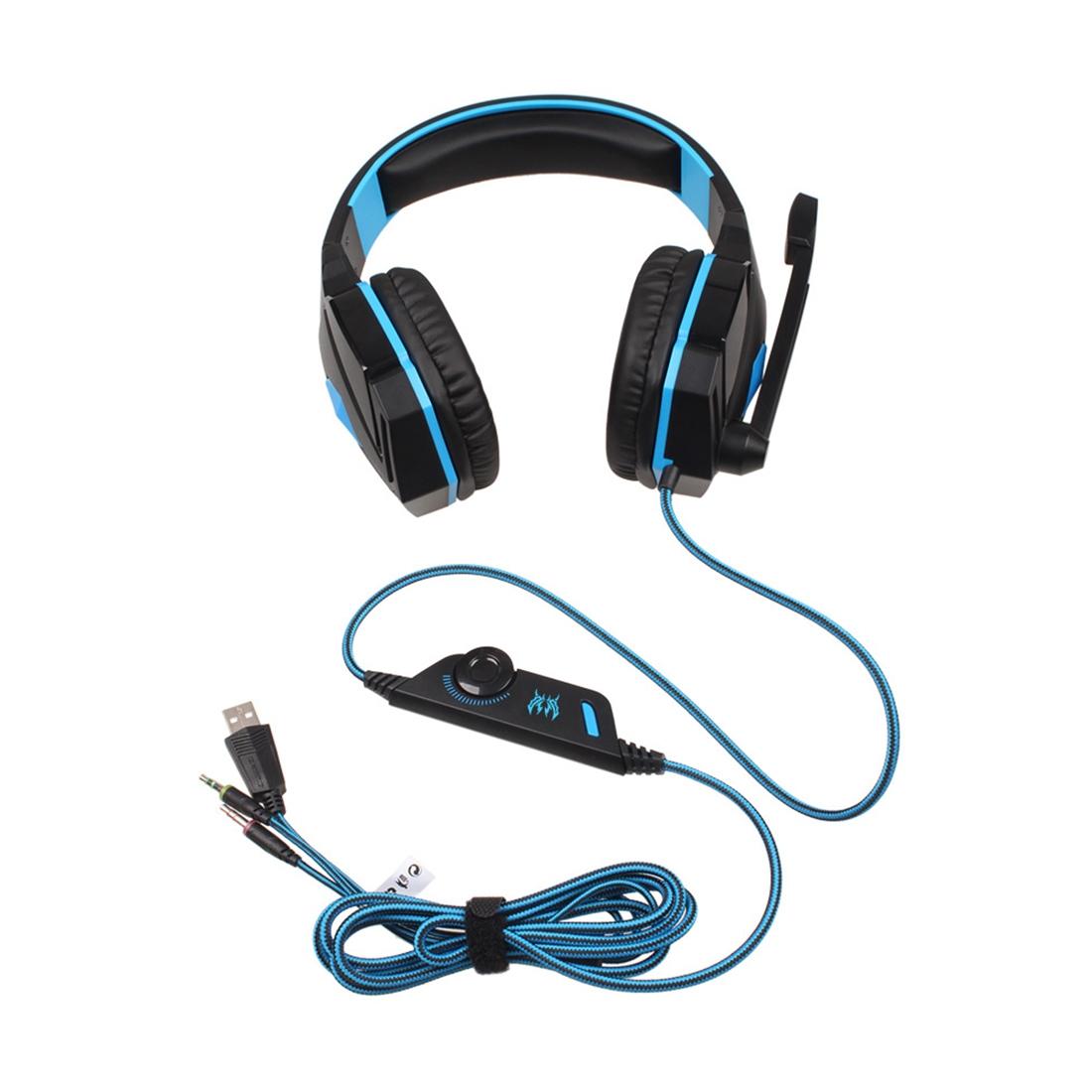 Pc Gaming Headset With Mic Led Volume Control 2.2M Cable Blue / Black - Pc0105R