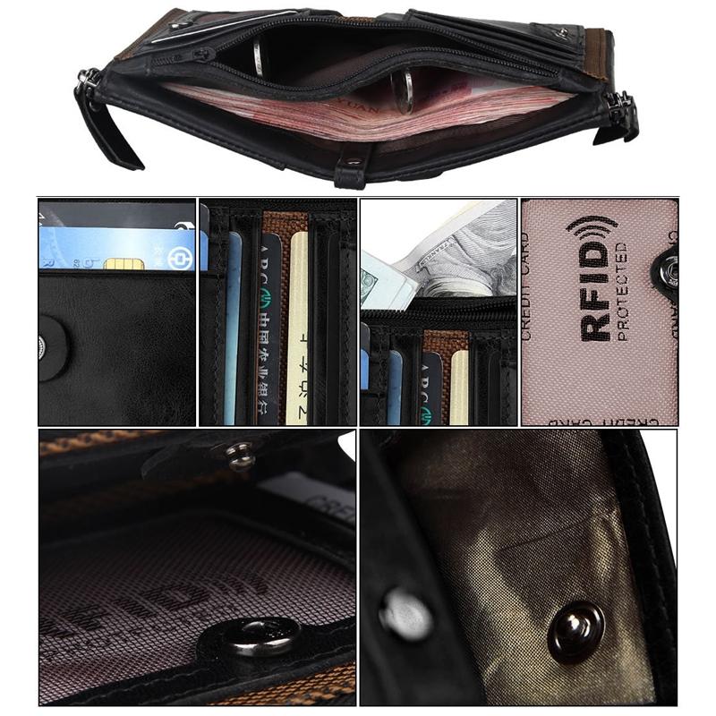 Men Leather Rfid Blocking Card Holder Wallet - 12.1x9.4x2.7cm - Ccb1085R