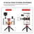 Vlogging Live Broadcast Kit With Led Fill Light Microphone Tripod Mount & Cold Shoe Head - Red