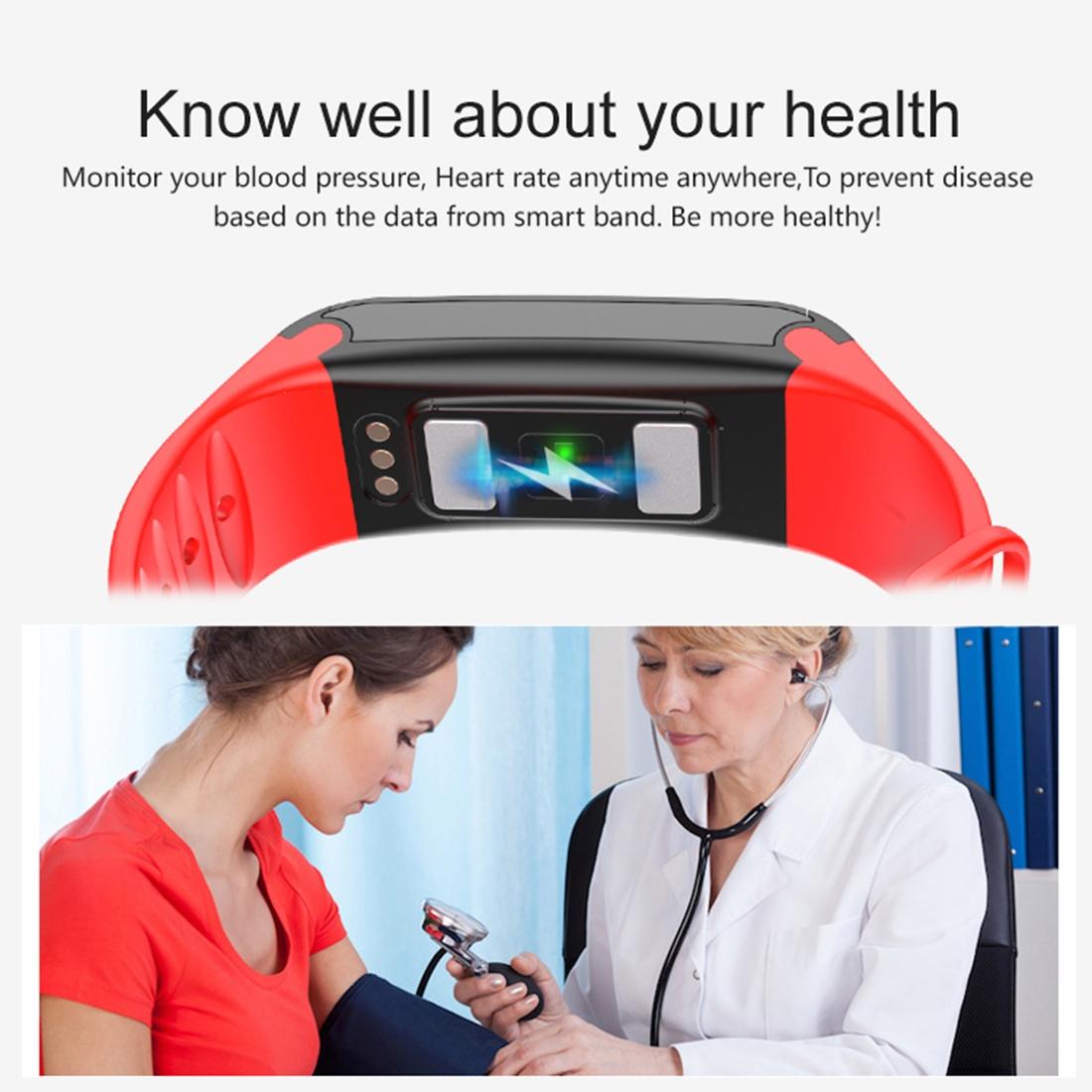 Oled Fitness Tracker With Ecg Heart Rate Bp And Sleep Monitoring - Sports Mode - Red