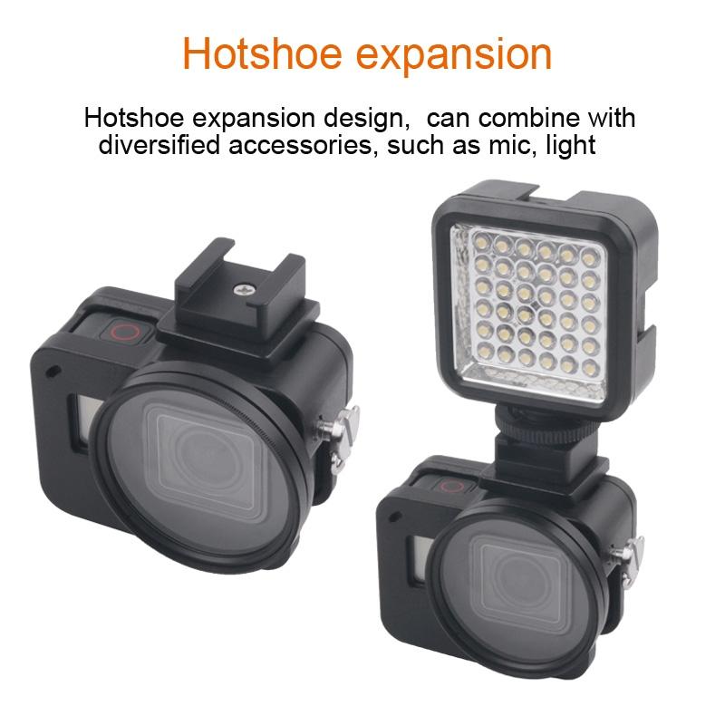 Aluminum Protective Cage with Insurance Frame and 52mm Uv Lens for Gopro Hero7 / 6 / 5 - Red