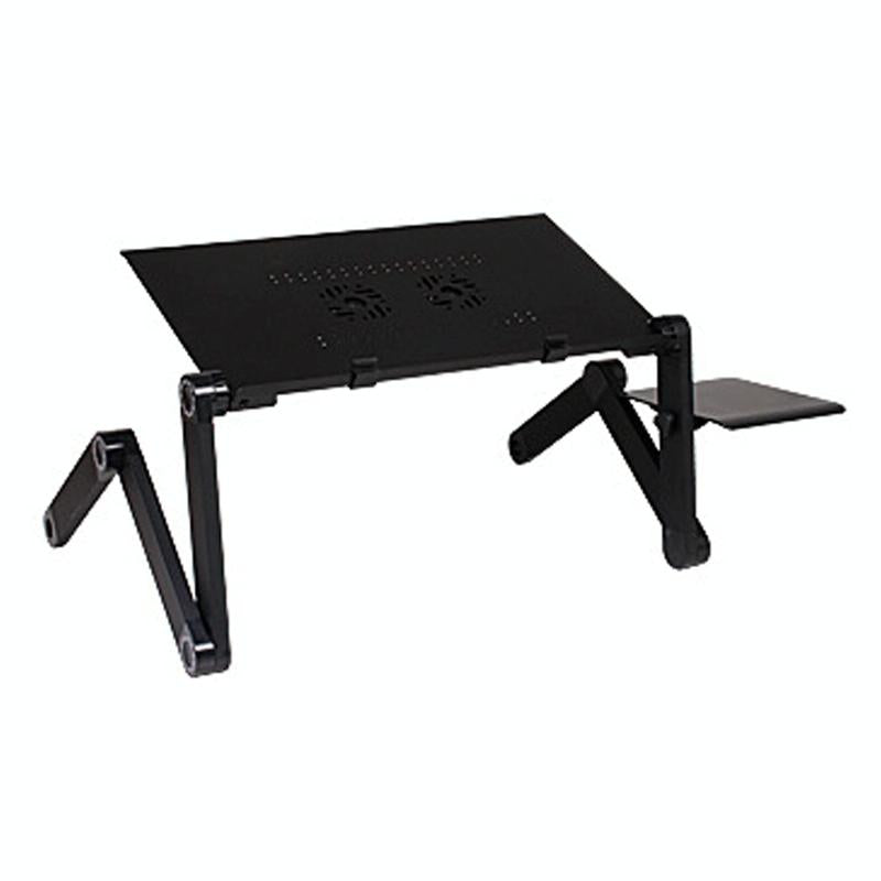 Foldable Laptop Stand with Dual Fans & Mouse Pad - 360 Degree Adjustable - Red