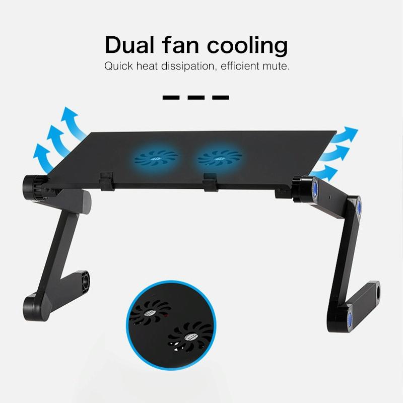 Foldable Laptop Stand with Dual Fans & Mouse Pad - 360 Degree Adjustable - Red