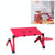 Adjustable Foldable Laptop Stand with Fans & Mouse Pad - Portable Aluminum - Red