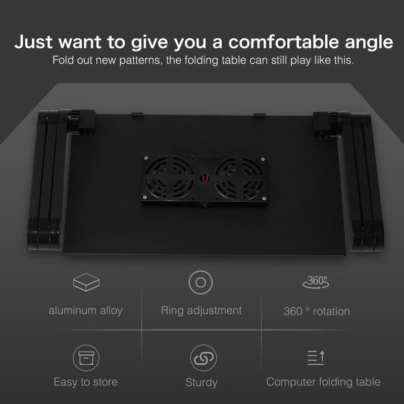 Adjustable Foldable Laptop Stand with Fans & Mouse Pad - Portable Aluminum - Red