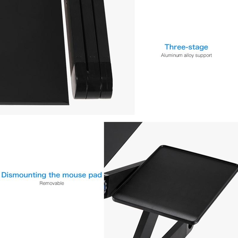 Adjustable Foldable Laptop Stand with Fans & Mouse Pad - Portable Aluminum - Red