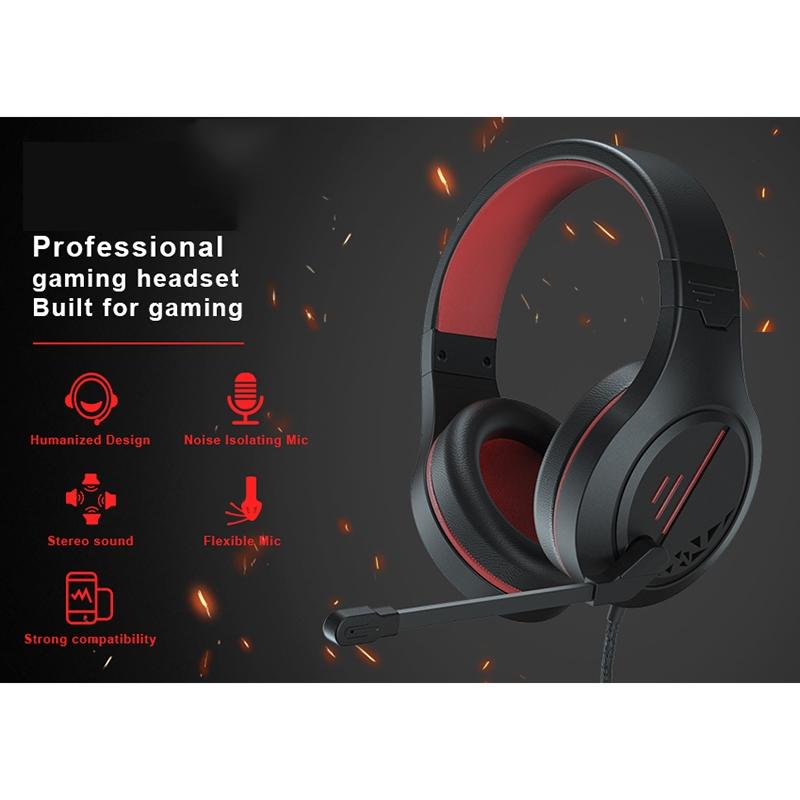 3.5Mm Noise-Canceling Gaming Headset With Retractable Mic - Black Red