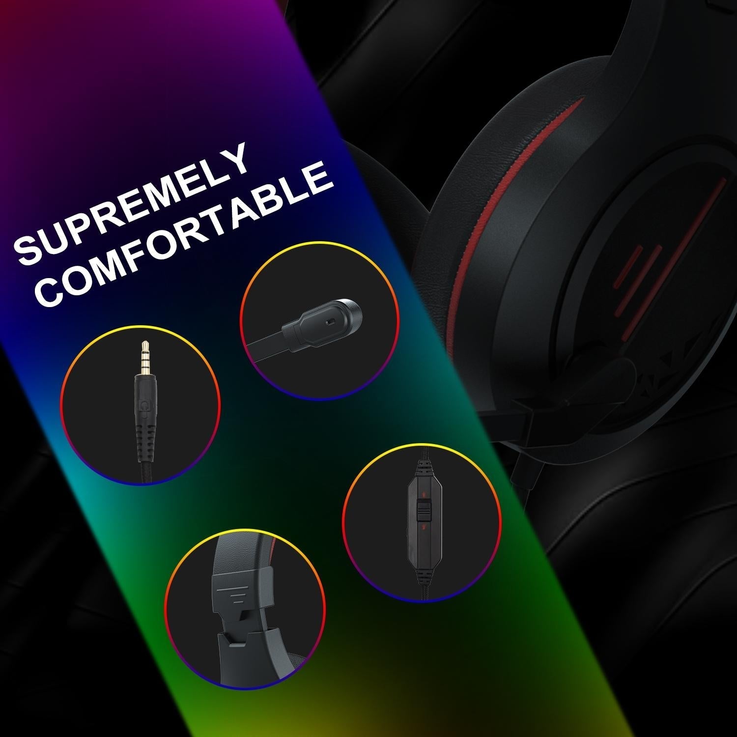 3.5Mm Noise-Canceling Gaming Headset With Retractable Mic - Black Red