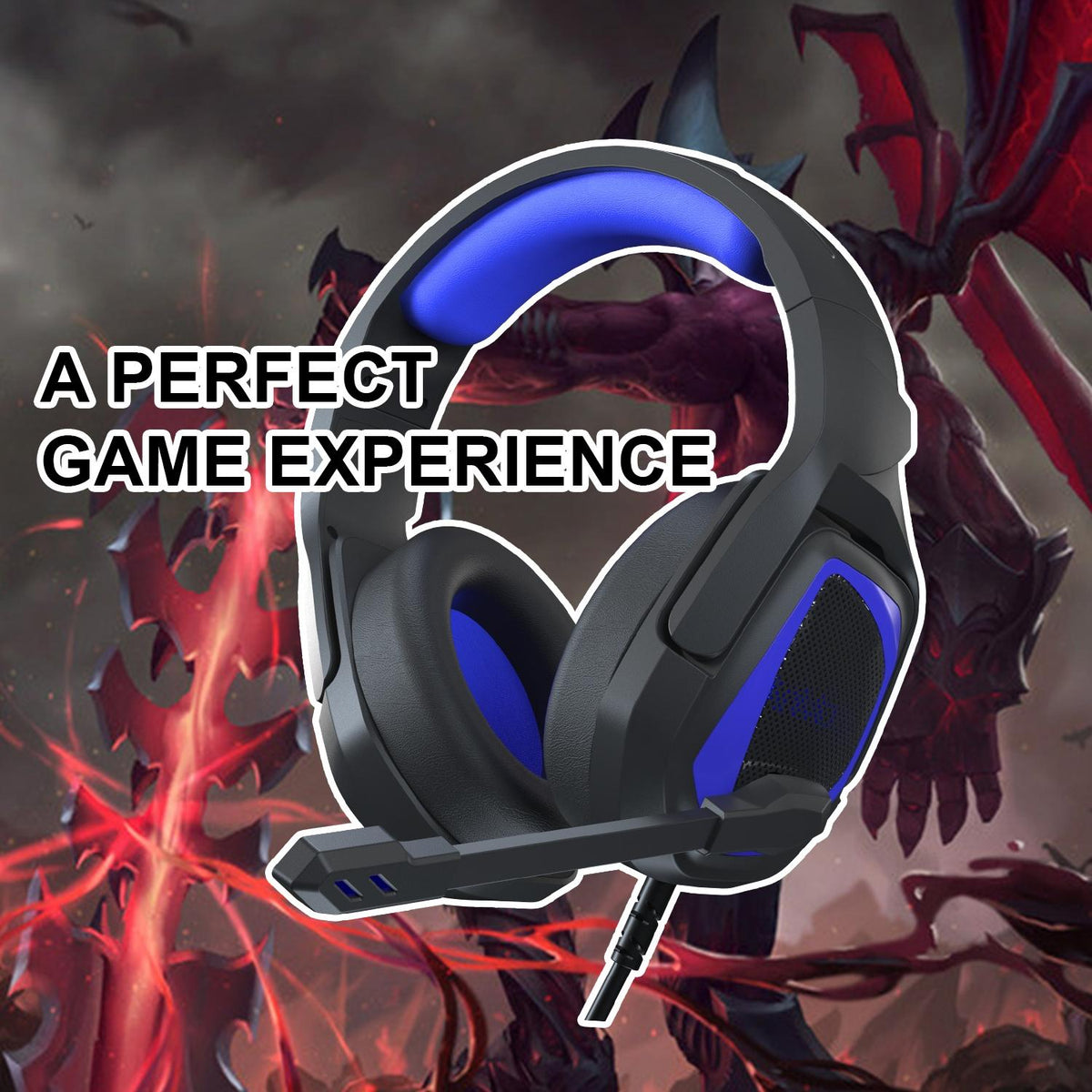 Retractable Mic Gaming Headset 3.5Mm Plug 2.2M Cable - Black Red