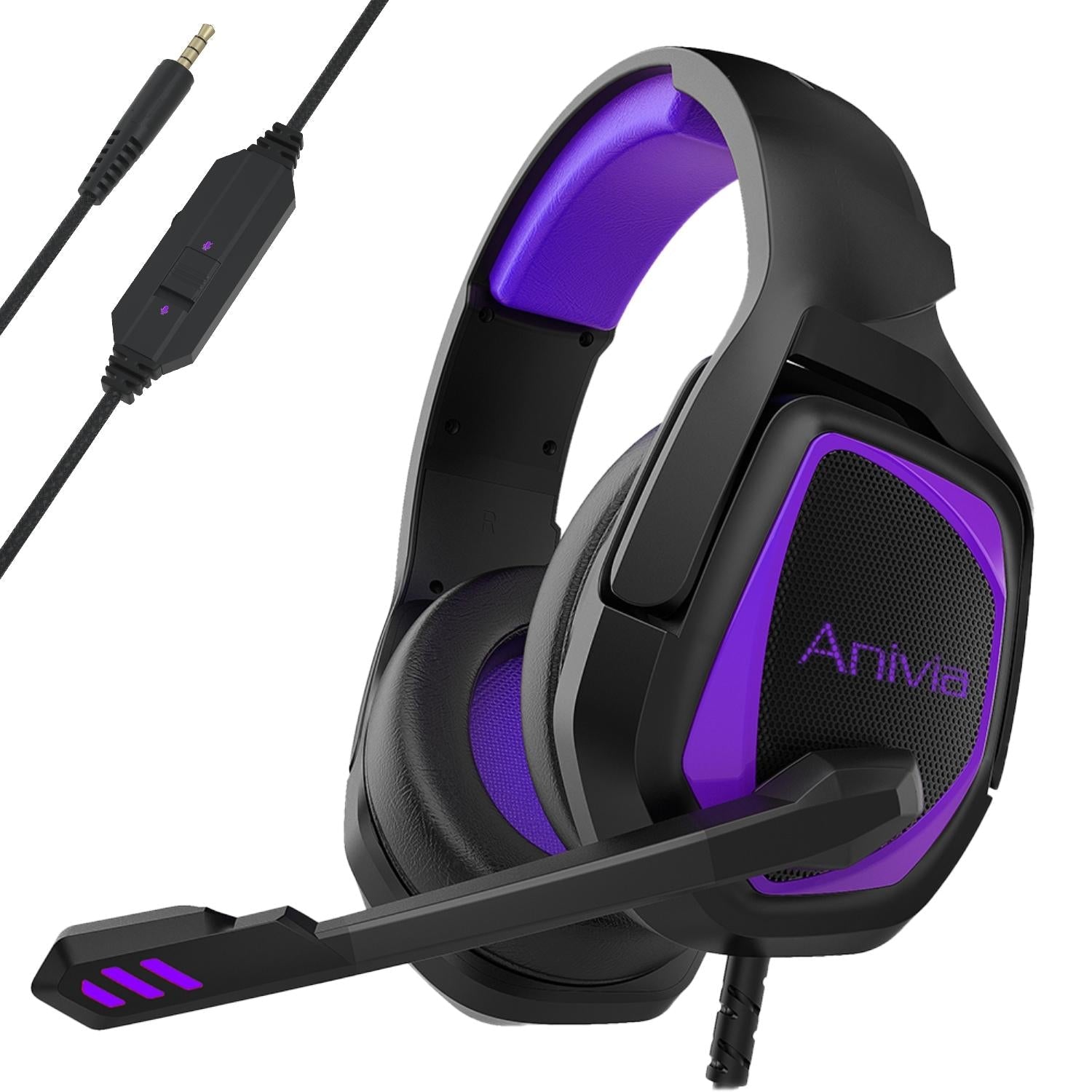 Retractable Mic Gaming Headset 3.5Mm Plug 2.2M Cable - Black Red
