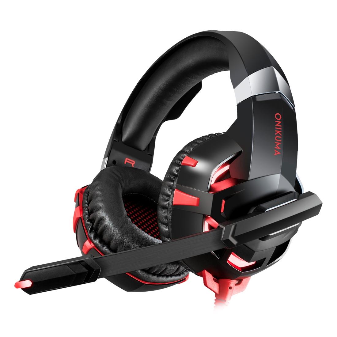 Surround Gaming Headset With Mic &amp; Led Lights - Black Red