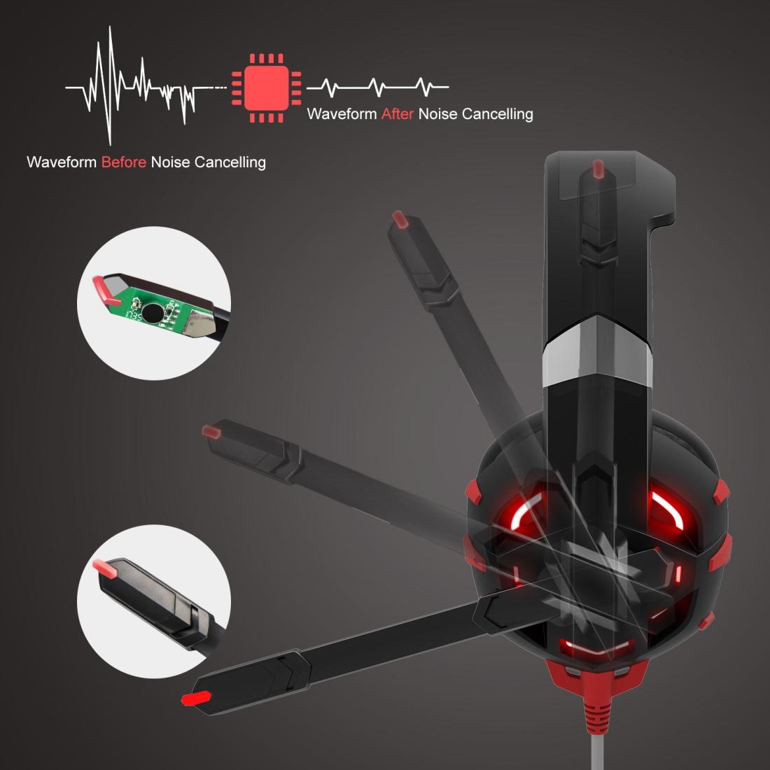 Surround Gaming Headset With Mic & Led Lights - Black Red