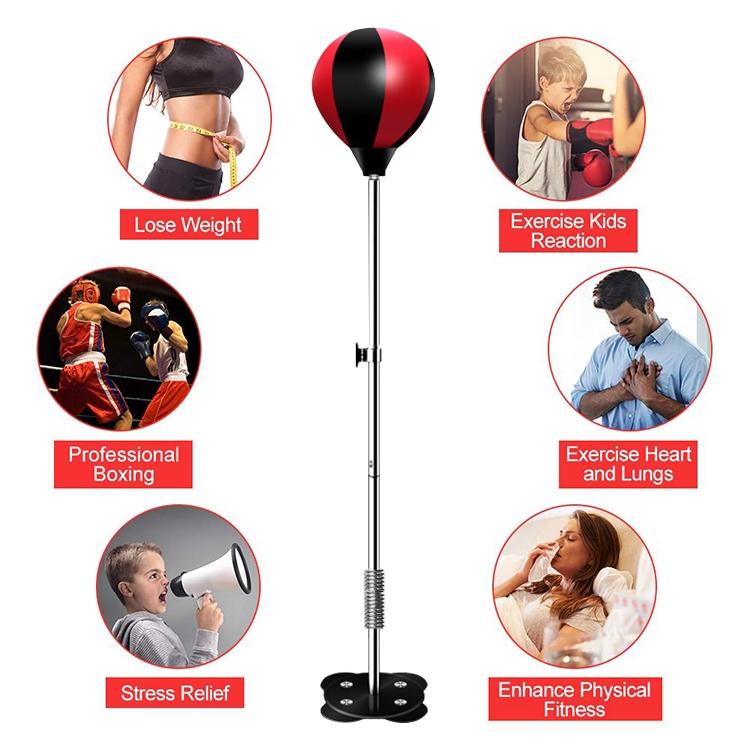 Adjustable Vertical Leather Speed Ball For Family Fitness - Black Red