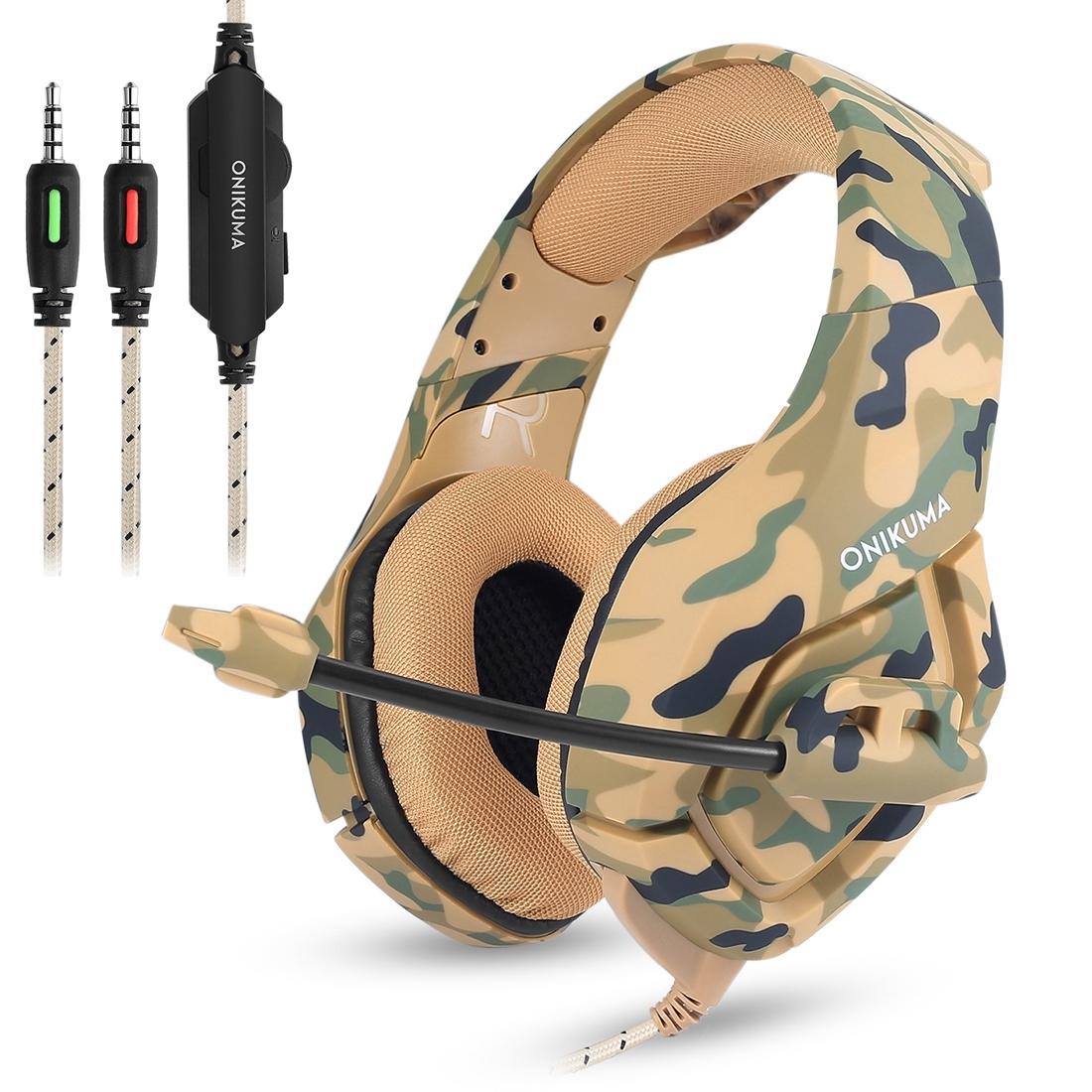 Camouflage Gaming Headset With Noise Canceling Mic - Black Red